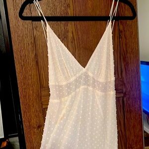BLACK HALO CREAM SILK DOT SILK SLIP DRESS/ SMALL